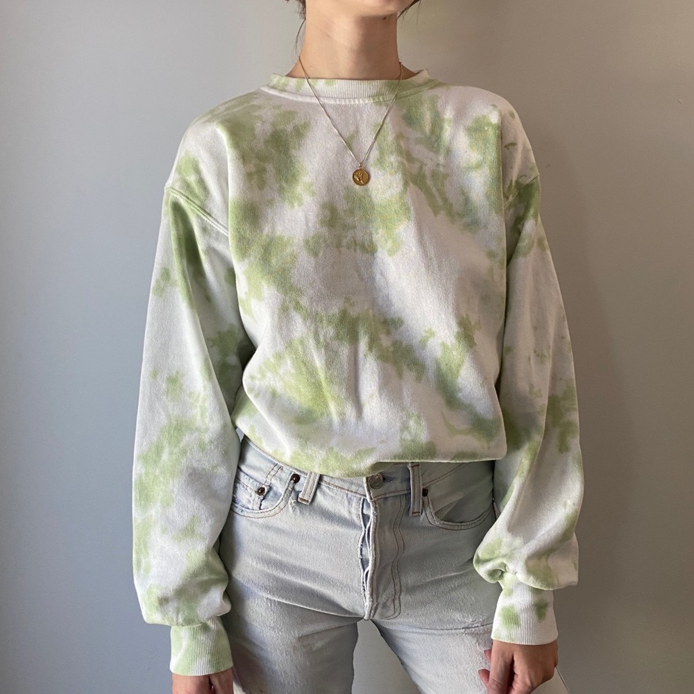 Green Tie Dye Crewneck Sweatshirt